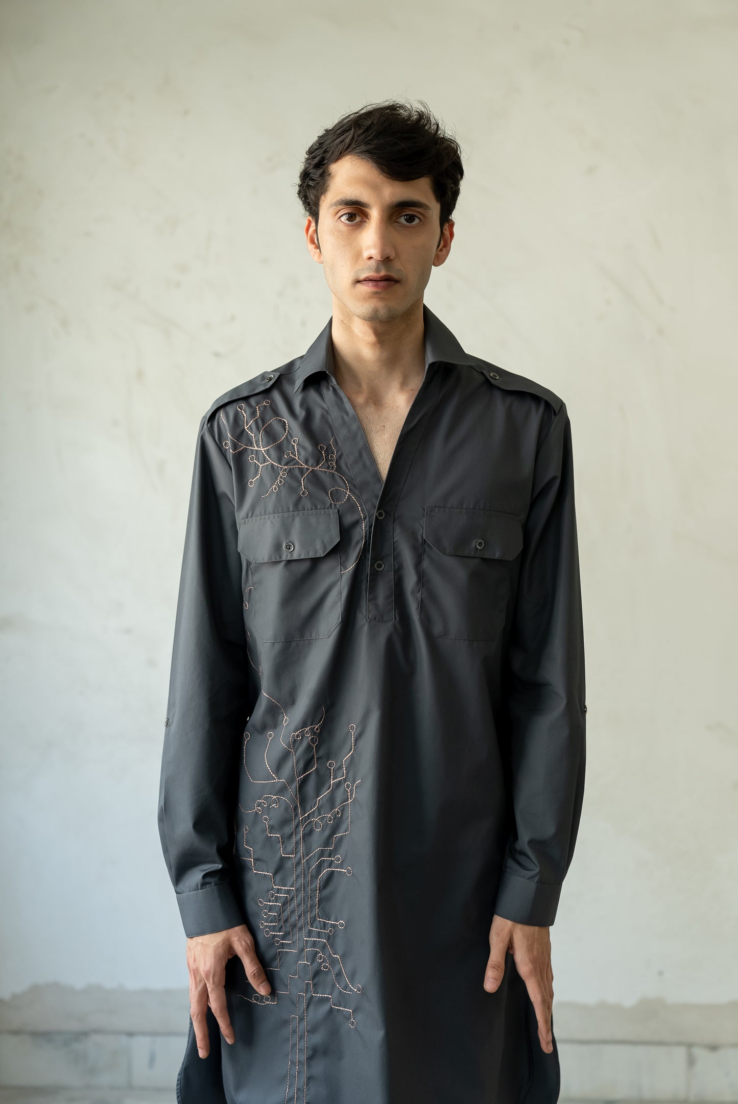 Notre-ame-Onsra-Grey-Utility-Kurta-Shirt-C