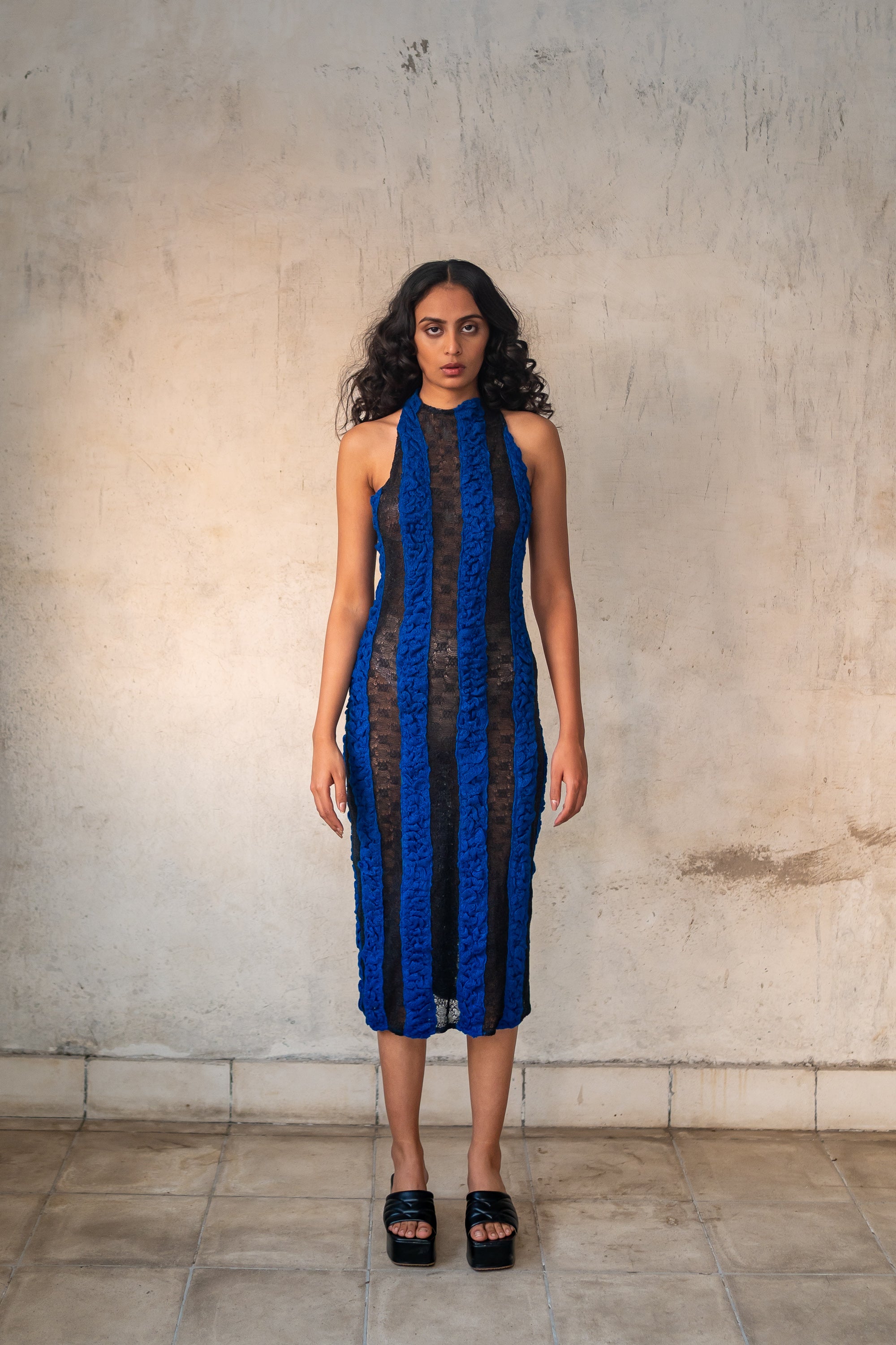 Le Moulante Blue Smocked Midi Dress Notre me